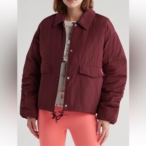 Free People Movement Off the Bleachers Coaches Jacket in Wine